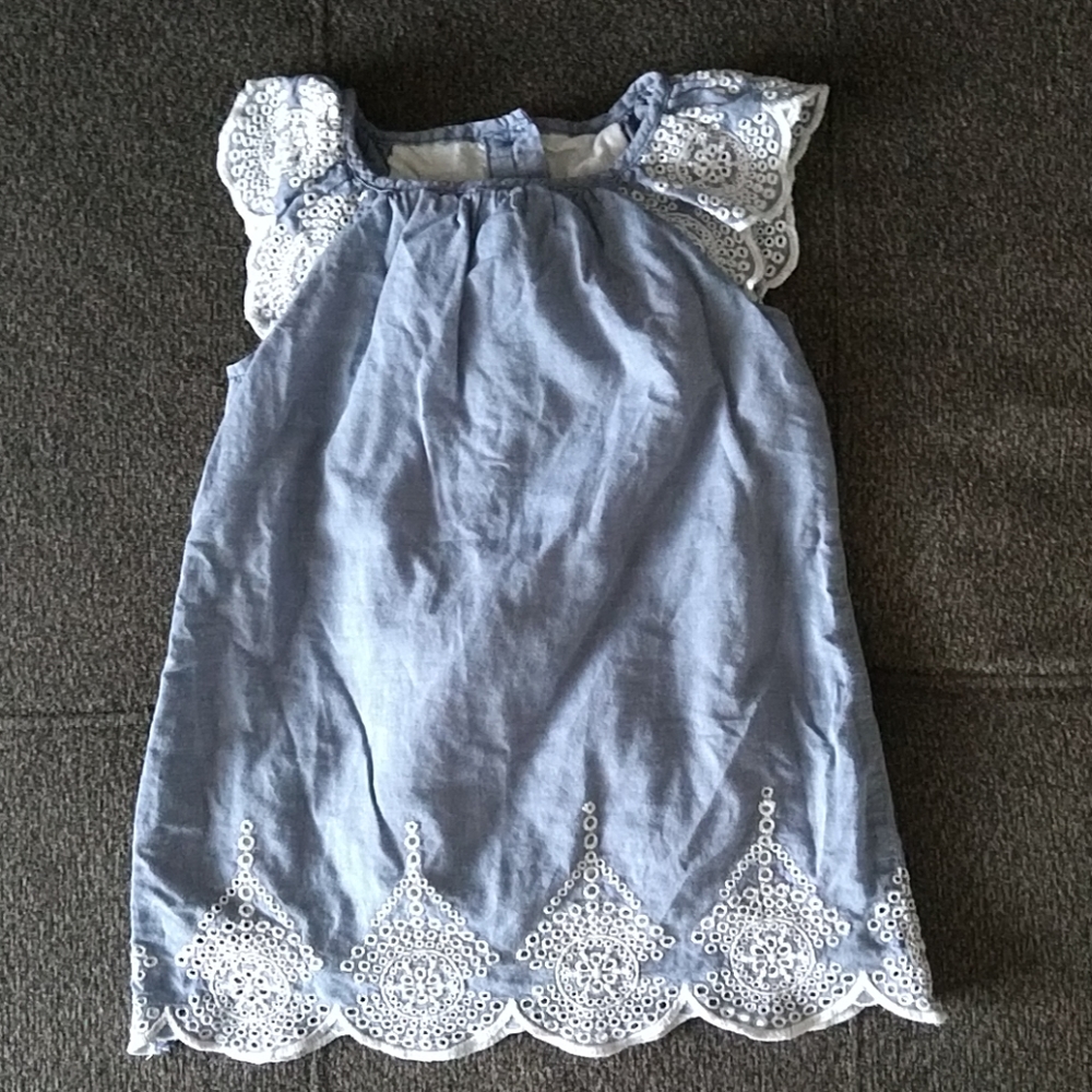 Baby Girl Embroidered Chambray Dress